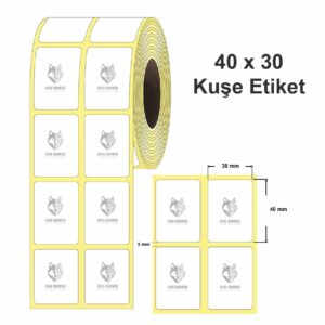 Kuşe Barkod Etiketi 40X30 3.000 Adet